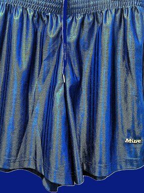 Mitre Blue Stripe Soccer Athletic Shorts Size Medium 5" inseam EUC